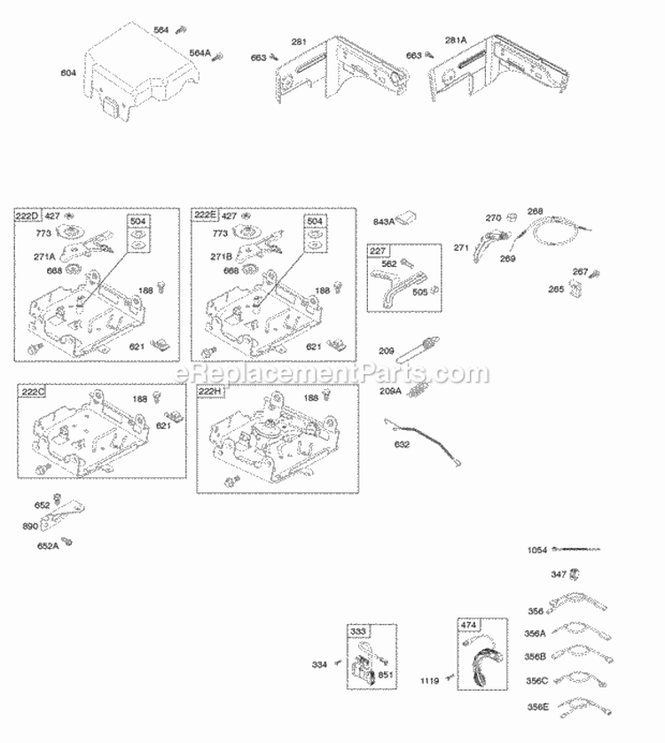 Controls Governor Spring Ignition Diagram and Parts List for 12T412-0110-F8  Briggs and Stratton Engine